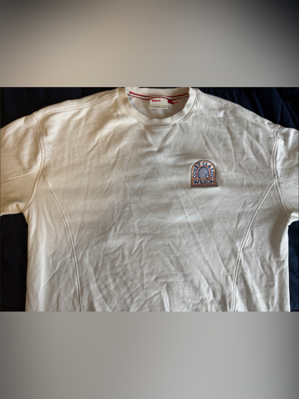 Wilson Cream Crewneck Sweatshirt with Embroidered Crest